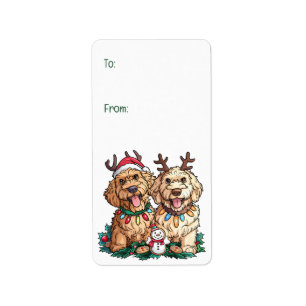 Christmas Goldendoodle Dogs Label