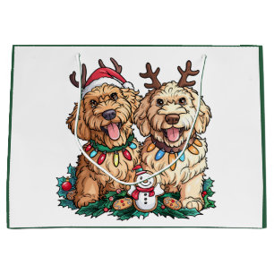 Christmas Goldendoodle Dogs Large Gift Bag