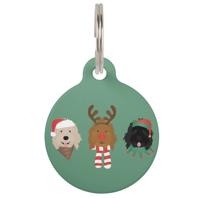 Christmas Goldendoodle Dogs Pet Tag (Front)