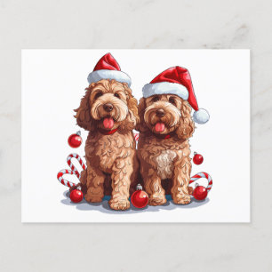 Christmas Goldendoodle Dogs Postcard