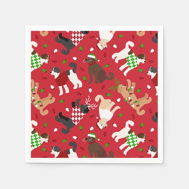 Christmas Goldendoodle Labradoodle Napkins (Front)