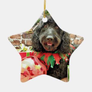 Christmas - GoldenDoodle - Pearl Jam Ceramic Ornament