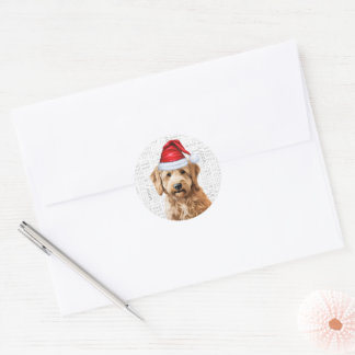 Christmas Goldendoodle Santa and Woof Dog Lover Classic Round Sticker