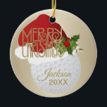 Christmas Golf Ball Ceramic Ornament<br><div class="desc">Golf Christmas Ornaments. ⭐This Product is 100% Customizable. Graphics and text can be deleted, moved, resized, changed around, rotated, etc... 99% of my designs in my store are done in layers. This makes it easy for you to resize and move the graphics and text around so that it will fit...</div>