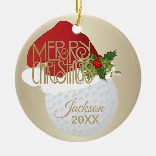 Christmas Golf Ball Ceramic Ornament (Front)