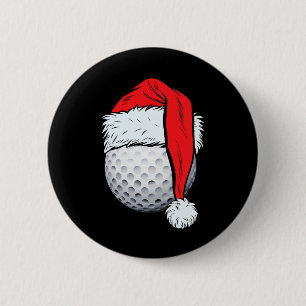 Christmas Golf Ball Santa Hat Xmas Golfing Boys Me 2 Inch Round Button