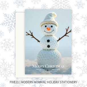 Christmas Golf Ball Snowman Holiday Card
