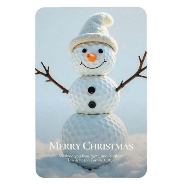 Christmas Golf Ball Snowman Magnet (Vertical)