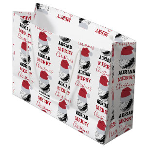 Christmas Golf Ball Sports Custom Name Large Gift Bag