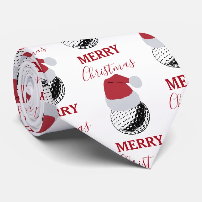 Christmas Golf Ball Sports Festive  Tie (Rolled)