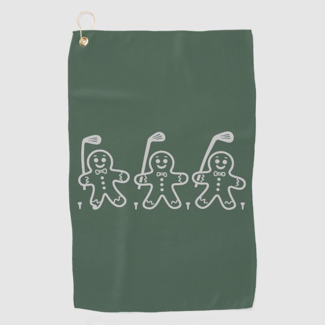 Christmas Golf Gingerbread Man Golfing  Towel (Front)