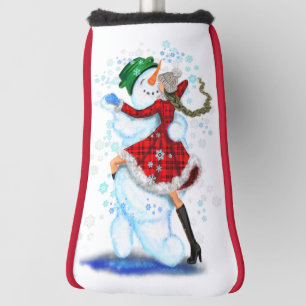 Christmas Golf Head Cover Snowman and Girl Dance
