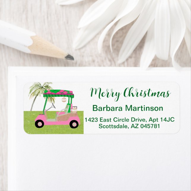 Christmas Golf Lady Thème Retour Adresse (En situation)