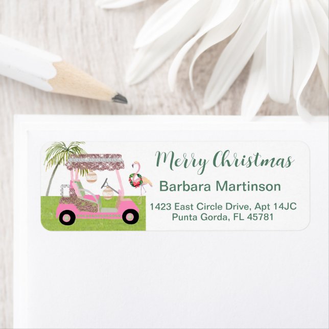 Christmas Golf Lady Thème Retour Adresse (En situation)