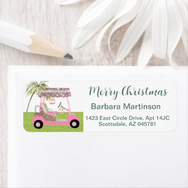 Christmas Golf Lady Theme Return Address  (Insitu)