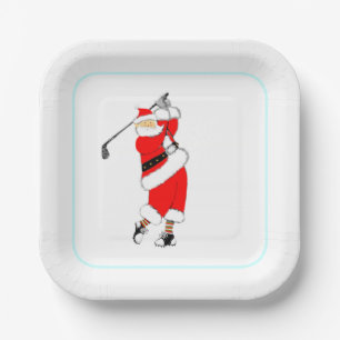 Christmas Golf Party Paper Plate
