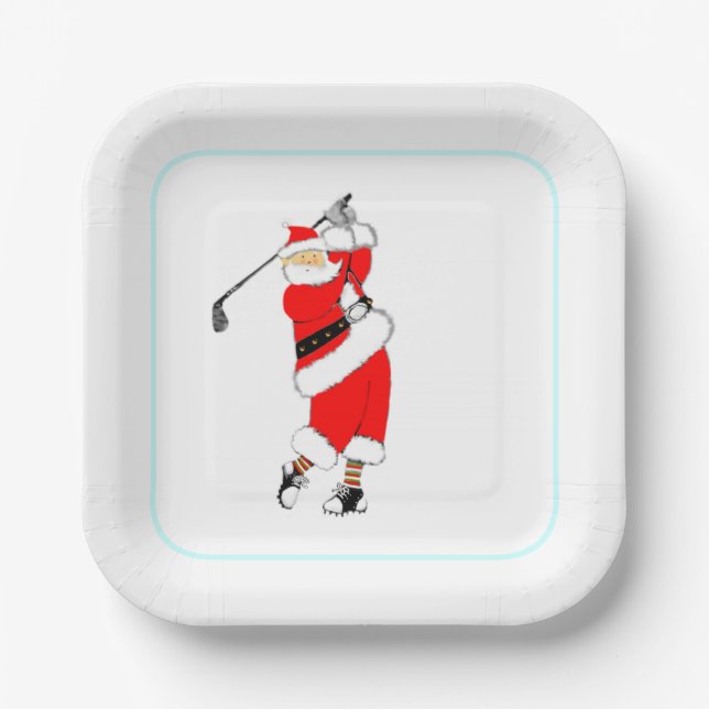 Christmas Golf Party Paper Plate (Front)