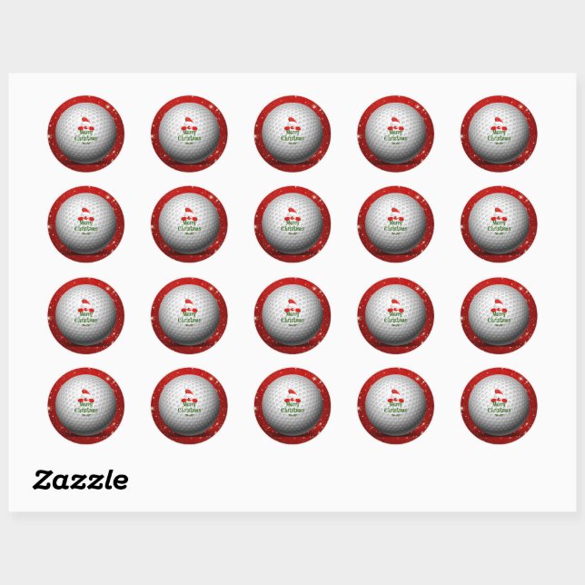 Christmas Golf Santa Design Classic Round Sticker (Sheet)