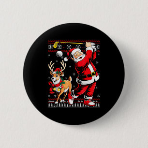 Christmas Golf Santa Golfer Christmas Pajama Reind 2 Inch Round Button