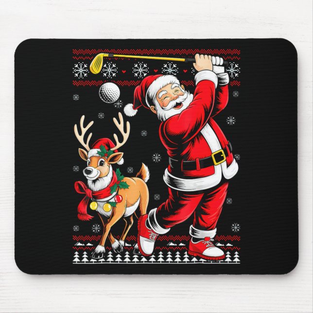 Christmas Golf Santa Golfer Christmas Pajama Reind Mouse Pad (Front)