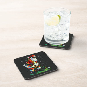 Christmas Golf Santa Golfer Xmas Funny Coaster