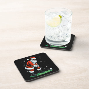 Christmas Golf Santa Golfer Xmas Funny Coaster