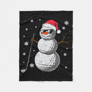 Christmas Golf Snowman Hat Santa Xmas Golfer Mens  Fleece Blanket