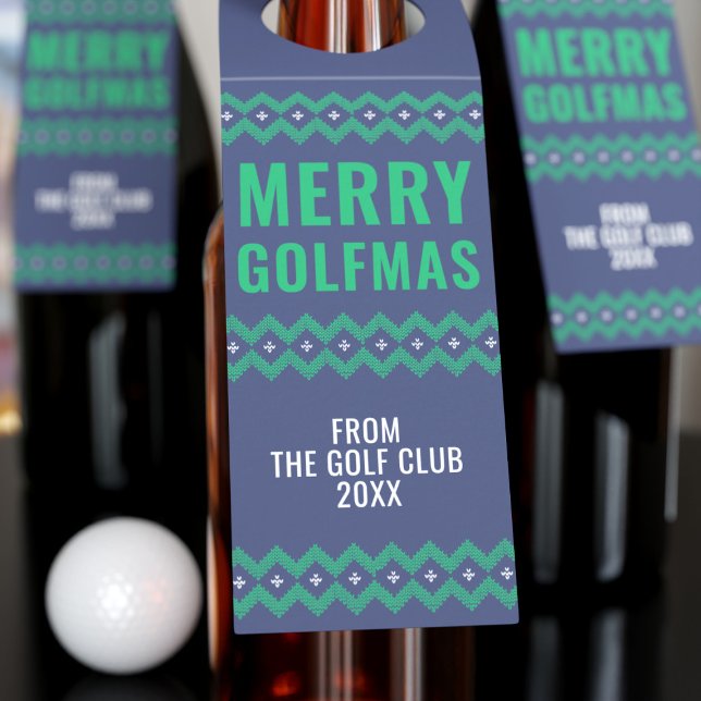Christmas Golf Theme Merry Golfmas Bottle Tag (Merry Golfmas! Perfect bottle tags to attach to your wine)