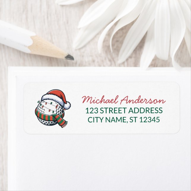 Christmas Golf With Santa Hat Return Address       (Insitu)