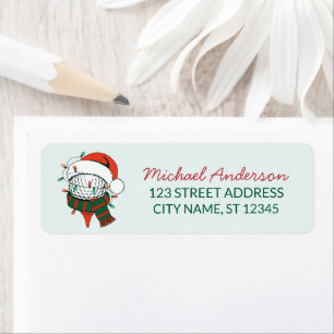 Christmas Golf With Santa Hat Return Address      