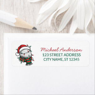 Christmas Golf With Santa Hat Return Address      