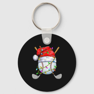 Christmas Golfball Playe Santa Golfer Xmas Funny G Keychain