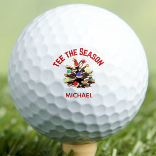 Christmas Golfer Gift Pinecone Tree Custom Name Golf Balls