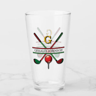Christmas Golfer Monogram  Design Glass