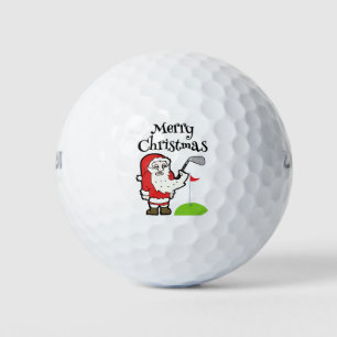 Christmas Golfer with Santa Claus hold golf iron   Balls