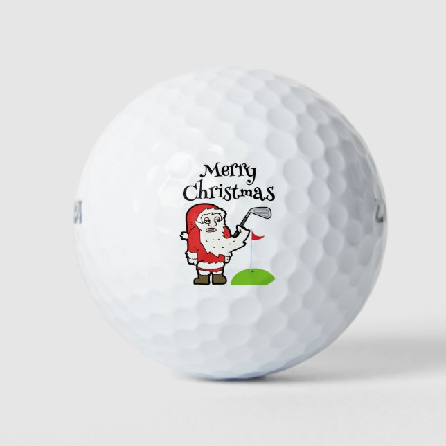 Christmas Golfer with Santa Claus hold golf iron   Balls (Front)