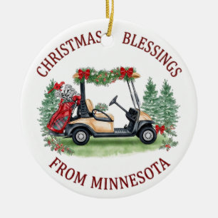 Christmas Golfing in Minnesota Holiday Ceramic Ornament
