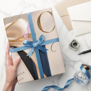 Christmas Goodness Navy Gold Wrapping Paper