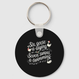 Christmas Goose 67 6 Geese A Laying 7 Swans A Swim Keychain