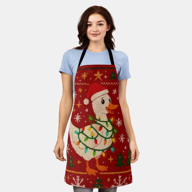 Christmas Goose Apron – Cute Holiday Goose  (Worn)