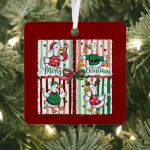 Christmas Goose Funny Holiday Animal Reindeer Duck Metal Ornament