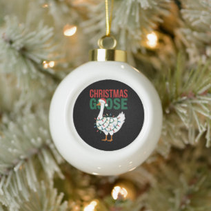 Christmas Goose Lights Cute Holiday Ceramic Ball Christmas Ornament