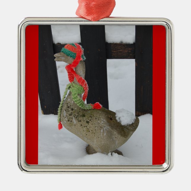 Christmas Goose Metal Ornament (Front)