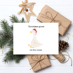 Christmas Goose On The Loose Foil Holiday Postcard