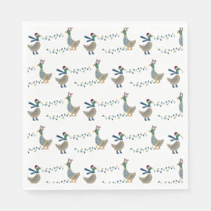 Christmas Goose On White Napkin