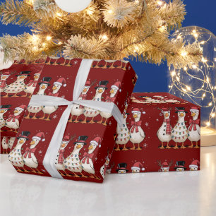 Christmas Goose Santa Silly Cute Snowman Xmas Wrapping Paper