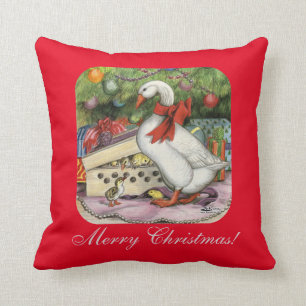 Christmas Goose Throw Pillow