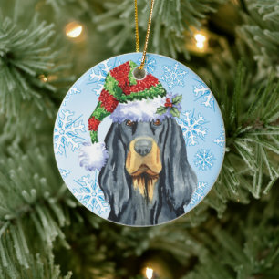 Christmas Gordon Setter  Ceramic Ornament