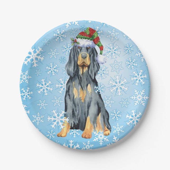 Christmas Gordon Setter Paper Plate (Front)