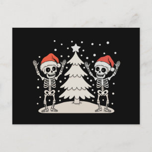 Christmas Goth Dancing Skeletons Xmas Holiday Postcard